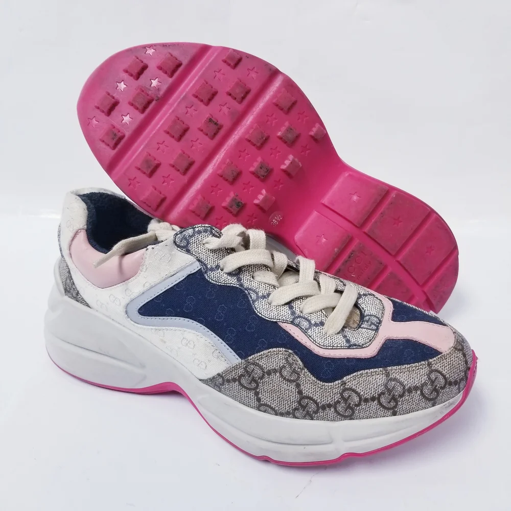 Gucci Women's Pink and Blue Sneakers - Picture 3 of 9
